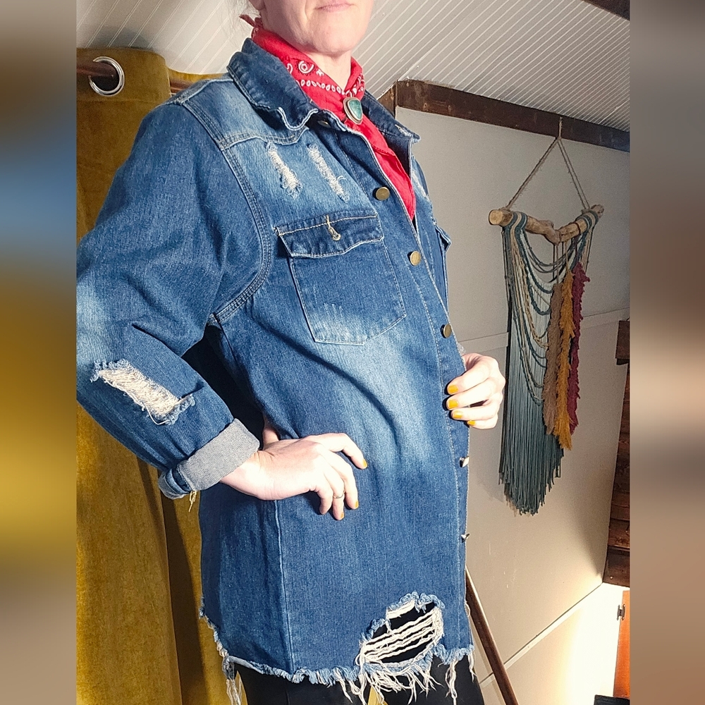 Distressed Denim Jacket - Picture 7 of 13